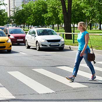 Pedestrian crossing the street