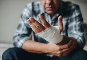 Injured hand with bandage consulting dog bite lawyers Kehoe Sands Law in Hillsboro Oregon