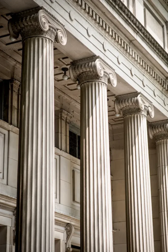 Off-white marble courthouse pillars